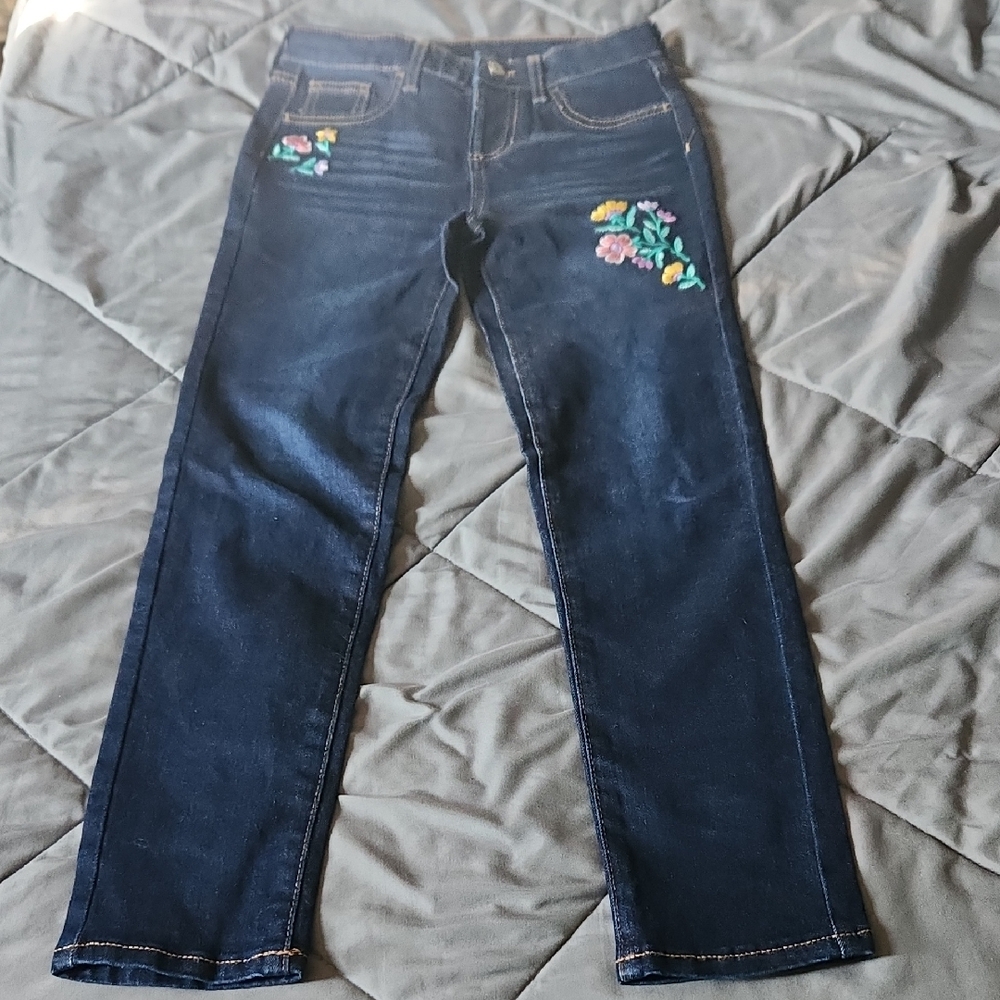 Jumping Beans Dark Blue Jeans with Floral Embroidery